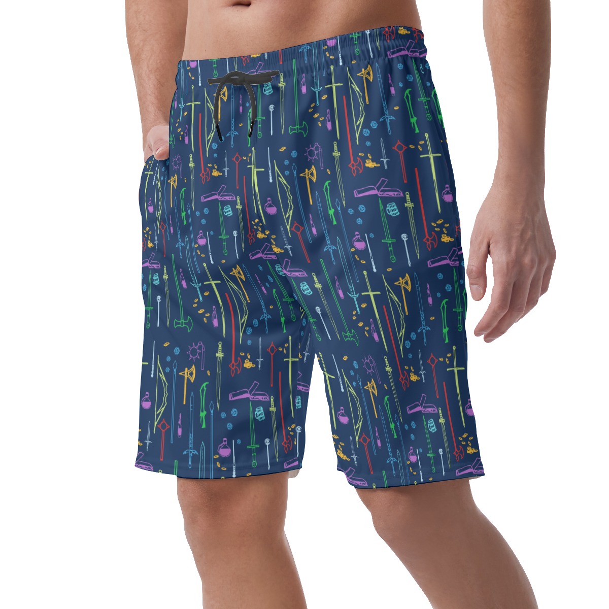 DND Items Navy Hawaiian Casual Shorts For Men