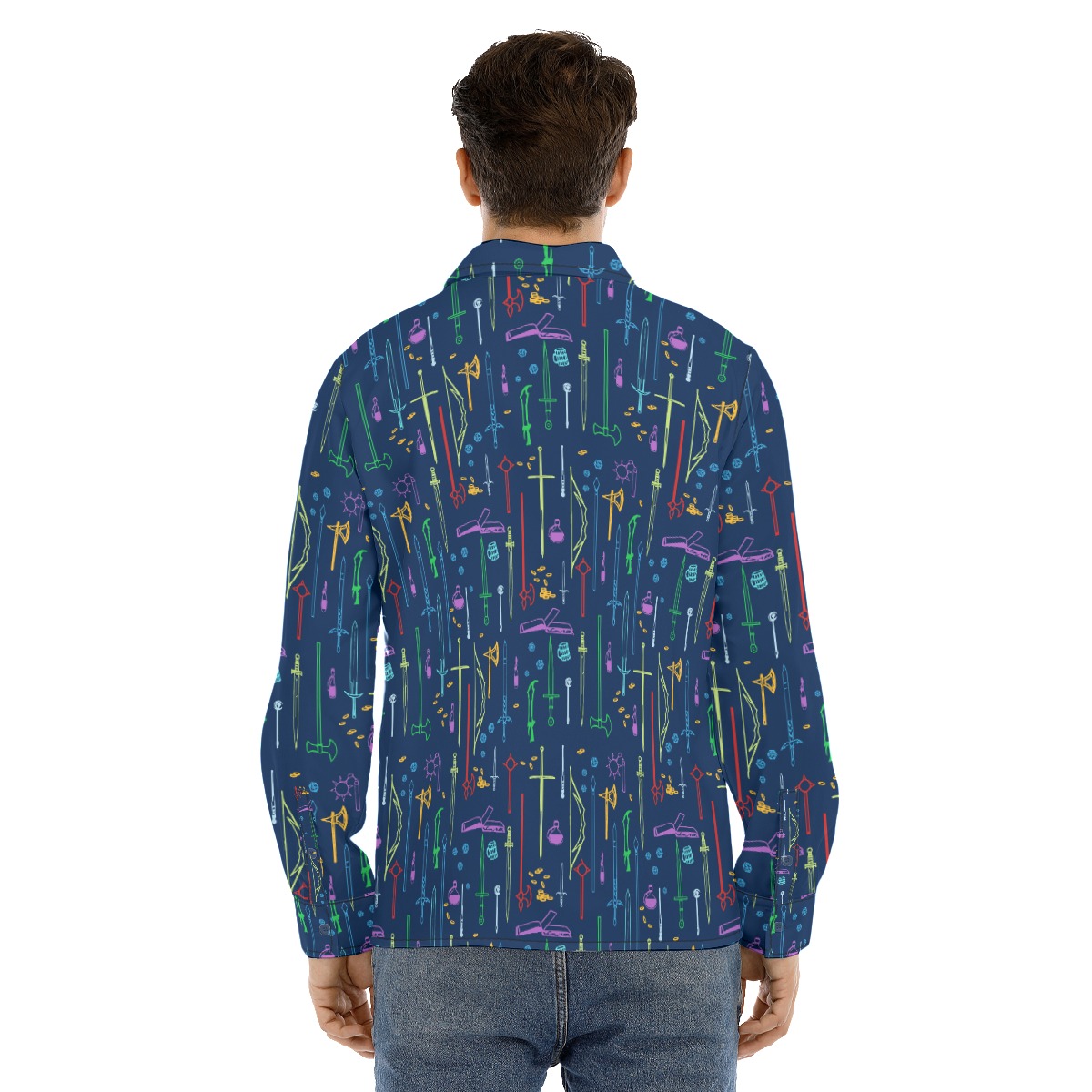 DND Items Long Sleeve Hawaiian Shirt For Men