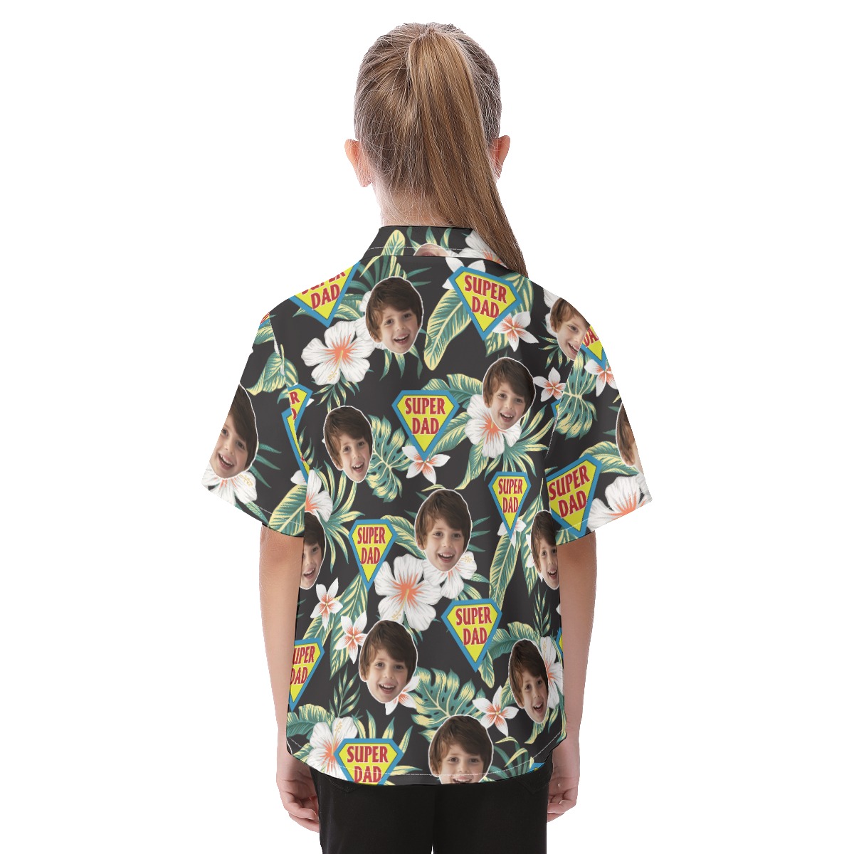 Cute Custom Face Super Dad Hawaiian Shirt For Kids