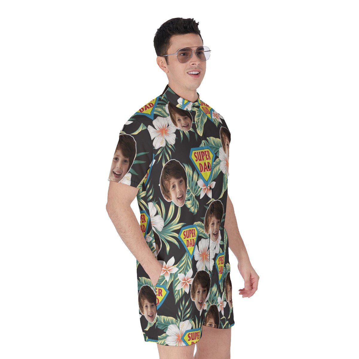 Super Dad Custom Face Men's Hawaiian Romper