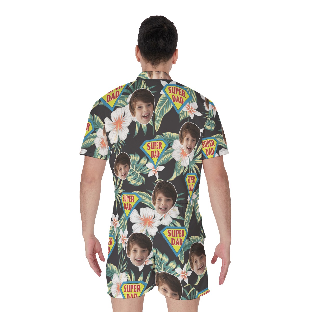 Super Dad Custom Face Men's Hawaiian Romper
