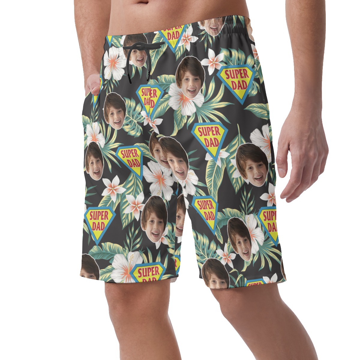 Father's Day Gift Custom Face Super Dad Summer Beach Short For Men