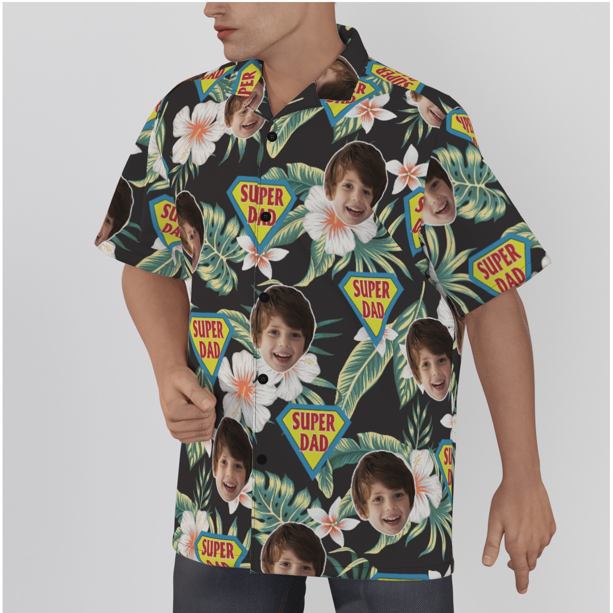 Father's Day Gift Custom Face Super Dad Hawaiian Shirt