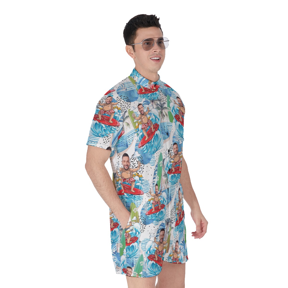 Cute Surfing Man Custom Face Hawaiian Romper
