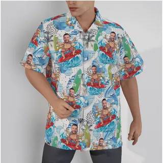 Funny Custom Face Surfing Hawaiian Shirt