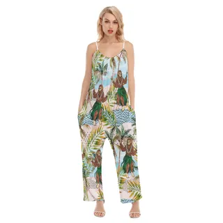 Tropical Hula Bigfoot Summer Jumpsuit For Women