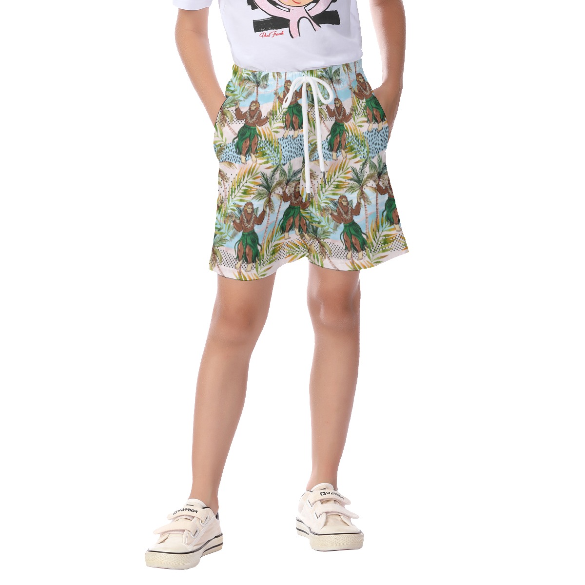 Tropical Hula Bigfoot Summer Beach Shorts For Kids - variant image 1