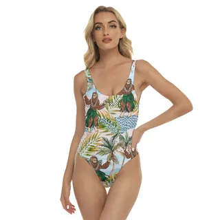 Tropical Hula Bigfoot Hawaiian One Piece Swimsuit For Summer