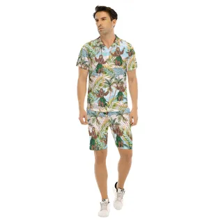 Funny Bigfoot Hula Hawaiian Shirt And Shorts For Men