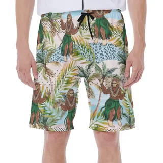 Cool Hula Bigfoot Hawaiian Swim Trunks For Men