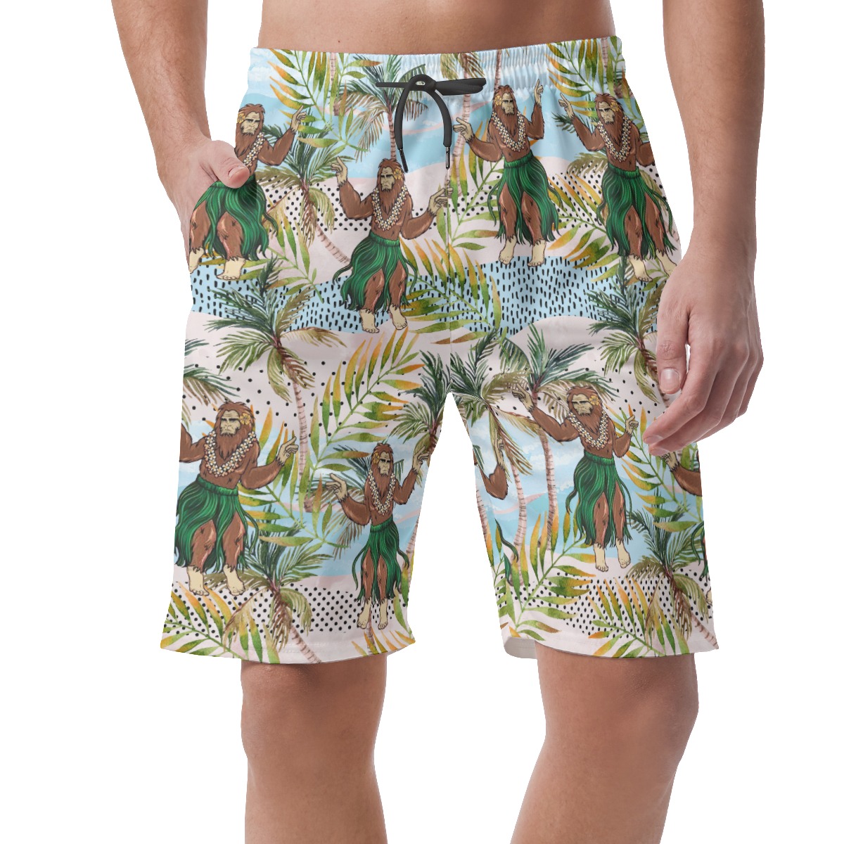 Tropical Hula Bigfoot Summer Beach Shorts For Men - variant image 1