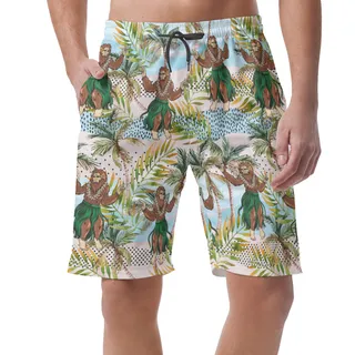 Tropical Hula Bigfoot Summer Beach Shorts For Men