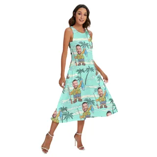 Custom Face Fishing Hawaiian Dress With Pockets