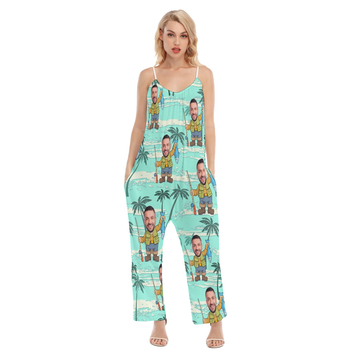 Custom Face Funny Women's Hawaiian Jumpsuit For Vacation - variant image 1
