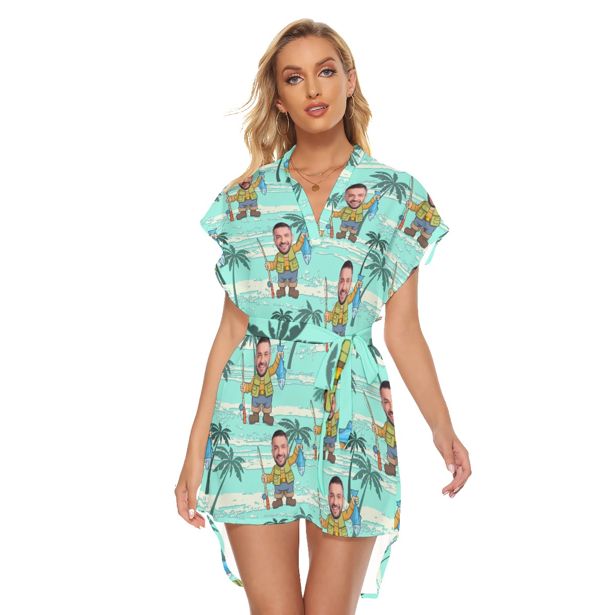 Funny Blue Custom Face Women's Dress For Summer - variant image 1