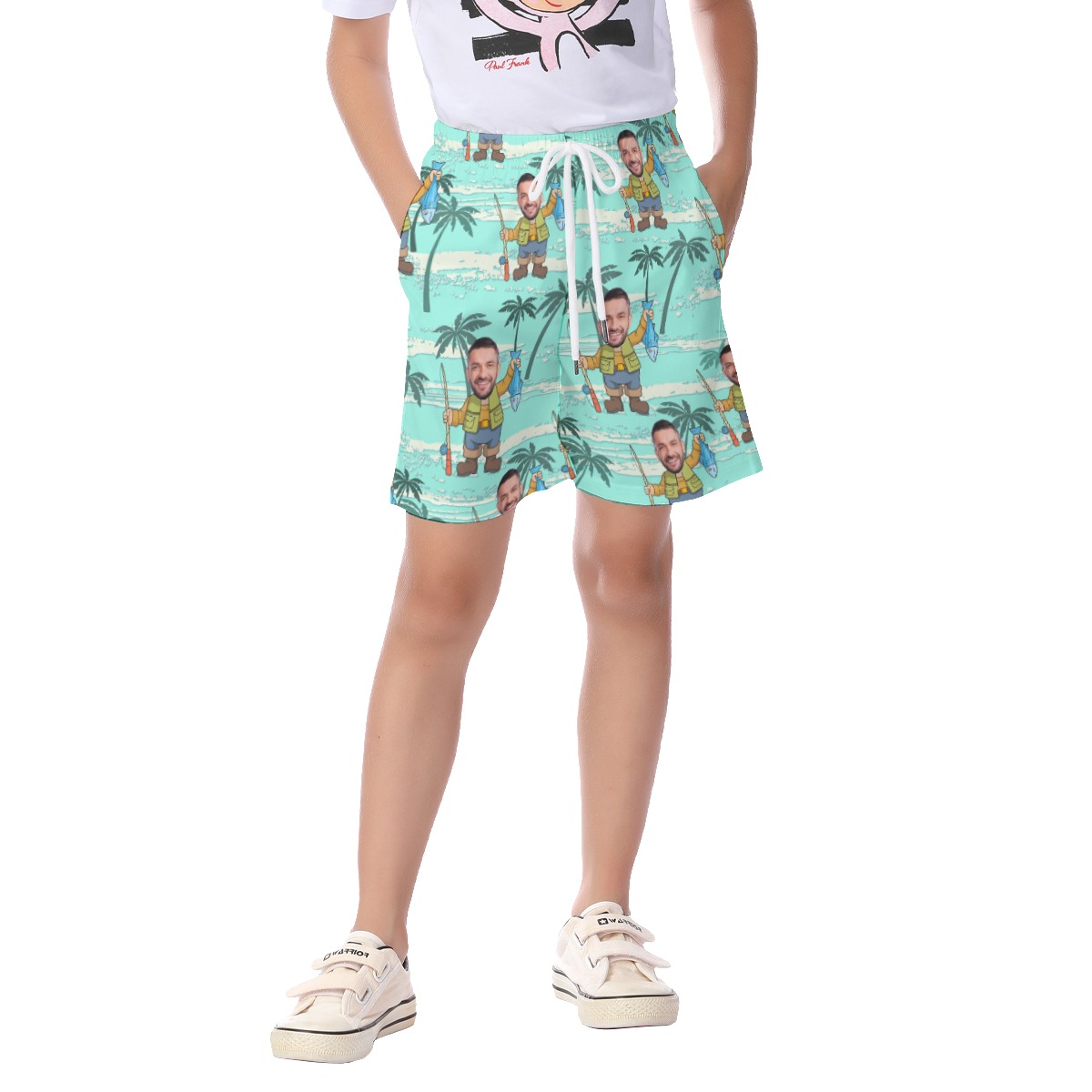 Custom Face Kids Beach Shorts Fishing Man - variant image 1