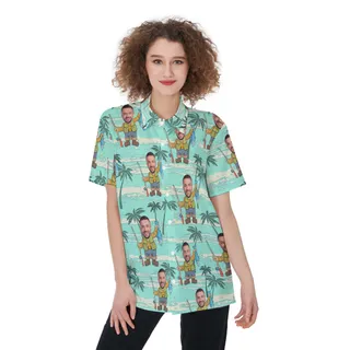 Funny Personalized Face Hawaiian Shirt For Women