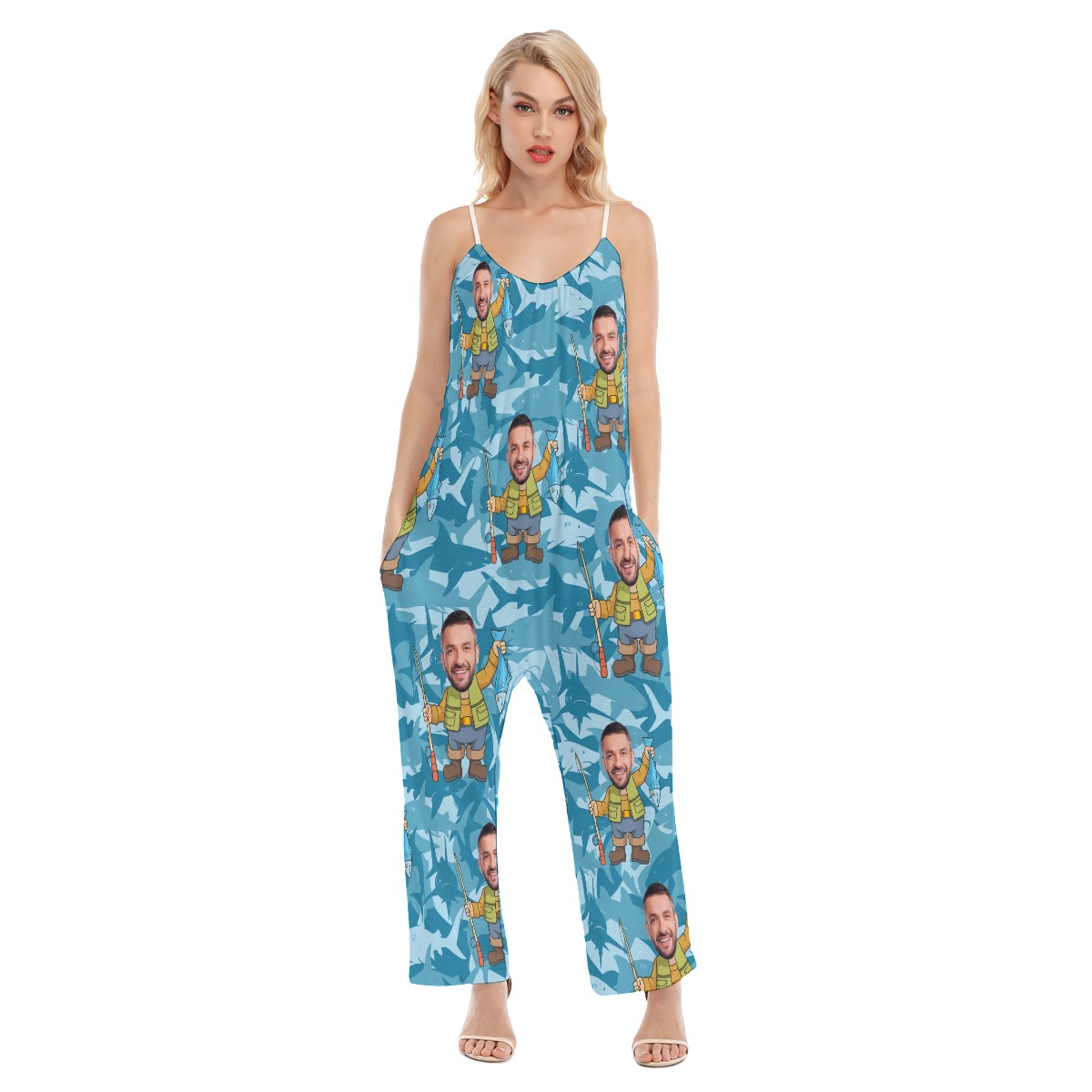 Custom Face Fishing Hawaiian Jumpsuit For Women - variant image 1