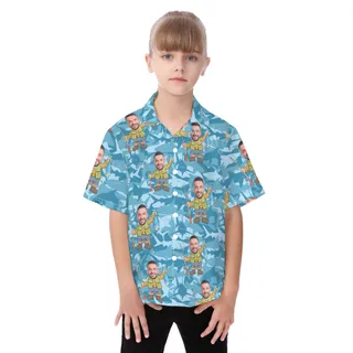 Custom Face Fishing Man Kid's Hawaiian Shirts