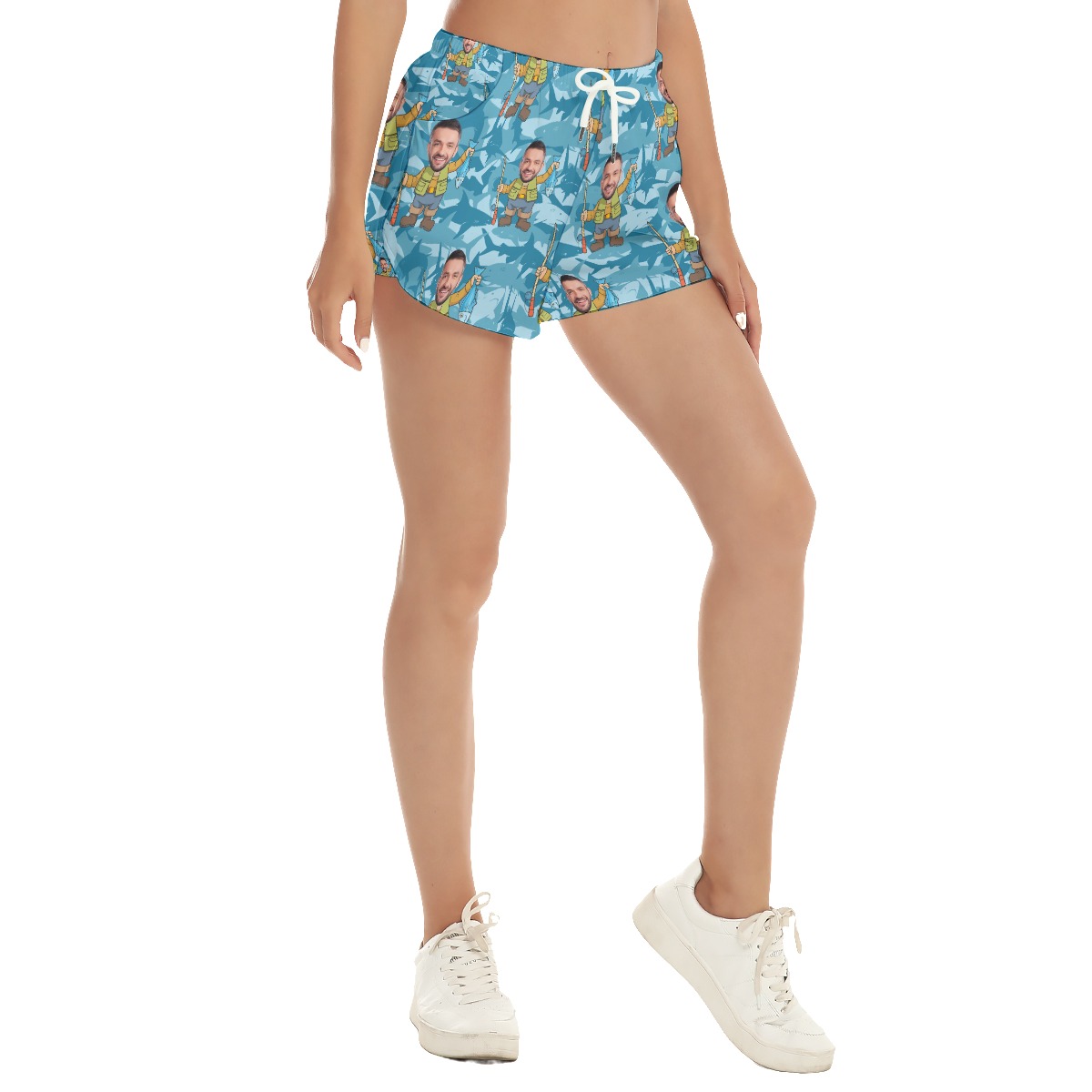 Custom Face Fishing Hawaiian Beach Shorts For Women - variant image 1