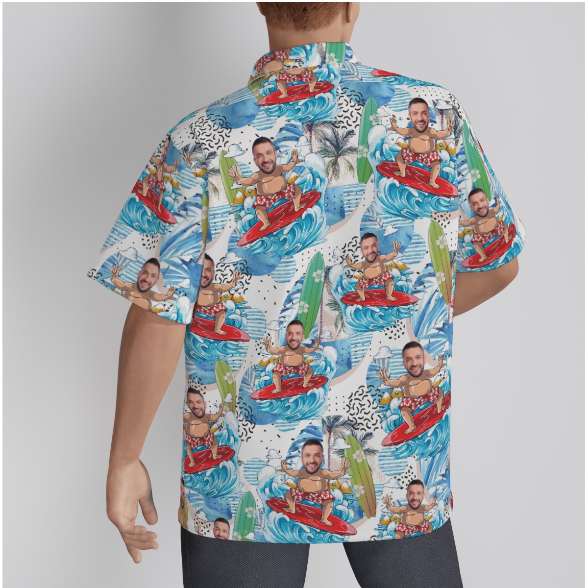 Funny Custom Face Surfing Hawaiian Shirt