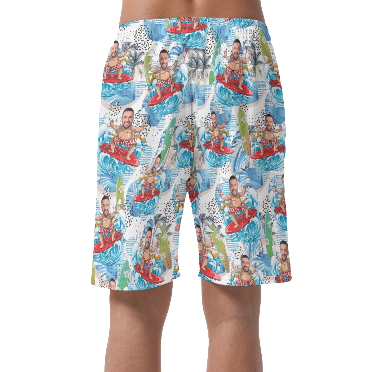 Funny Custom Face Surfing Men's Summer Shorts