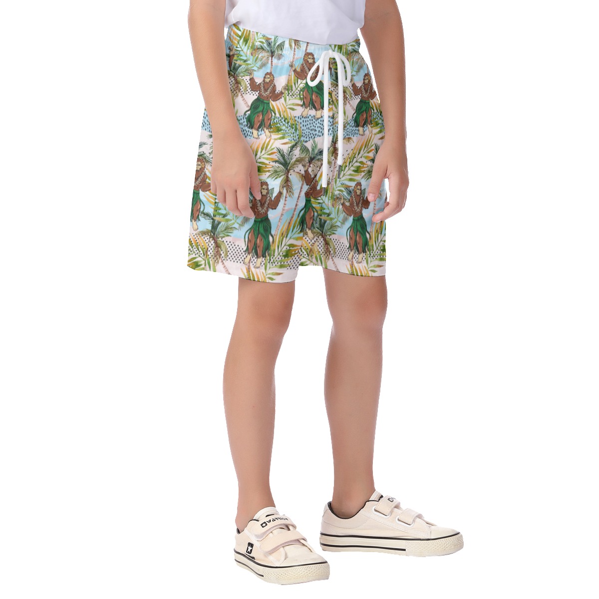 Tropical Hula Bigfoot Summer Beach Shorts For Kids