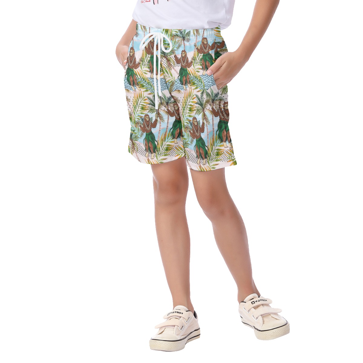 Tropical Hula Bigfoot Summer Beach Shorts For Kids