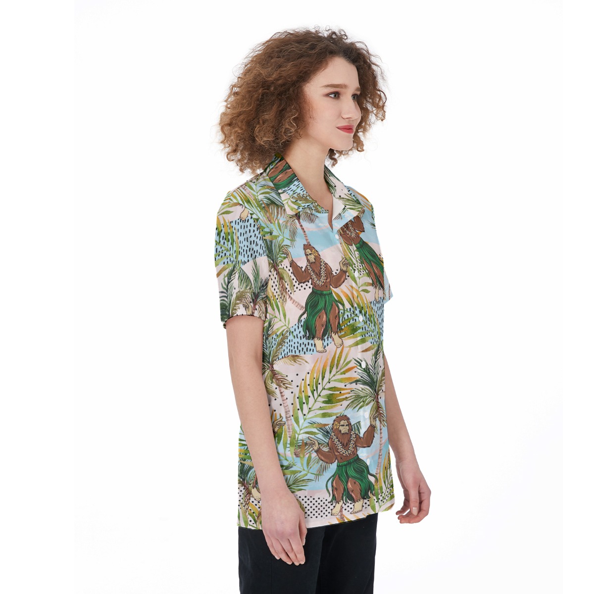 Funny Hula Bigfoot Tropical Women's Hawaiian Shirt