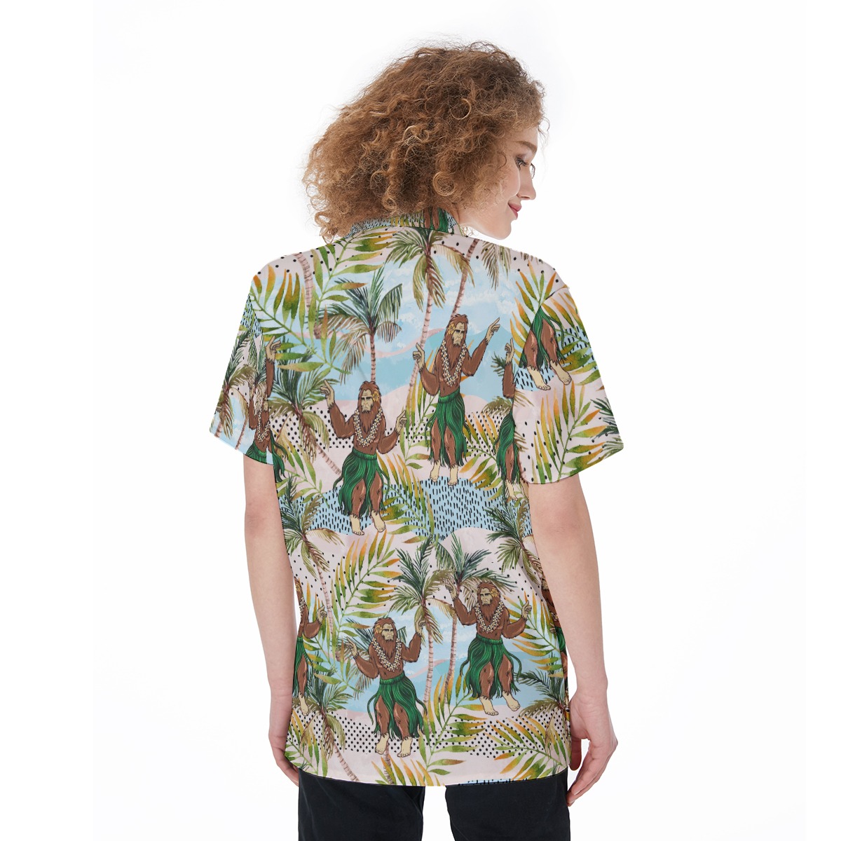 Funny Hula Bigfoot Tropical Women's Hawaiian Shirt