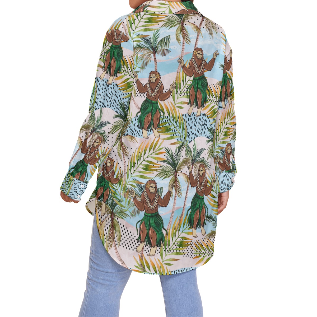 Funny Hula Bigfoot Tropical Hawaiian Plus Size Shirt For Women