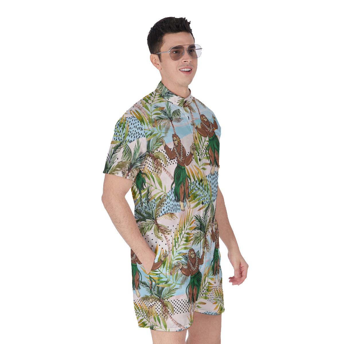 Bigfoot Hula Tropical Hawaiian Romper For Men