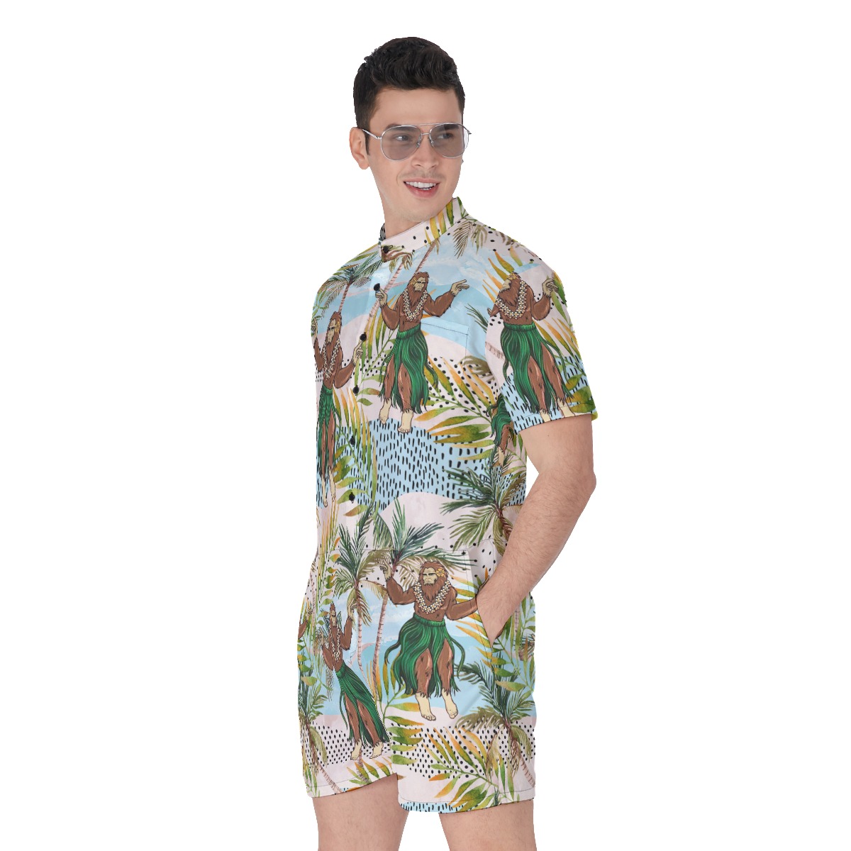 Bigfoot Hula Tropical Hawaiian Romper For Men