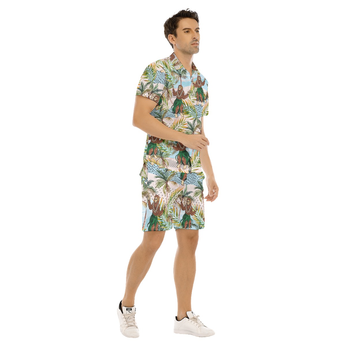 Funny Bigfoot Hula Hawaiian Shirt And Shorts For Men