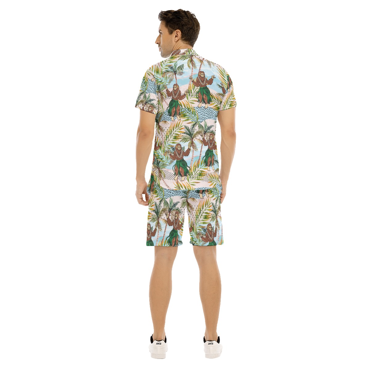 Funny Bigfoot Hula Hawaiian Shirt And Shorts For Men