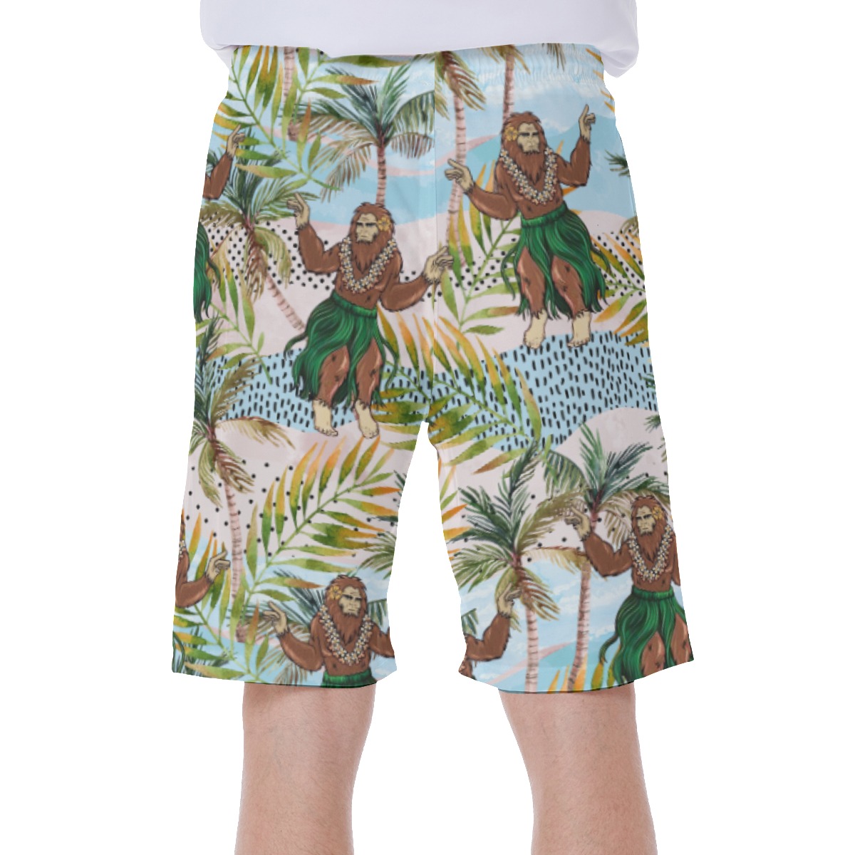 Cool Hula Bigfoot Hawaiian Swim Trunks For Men