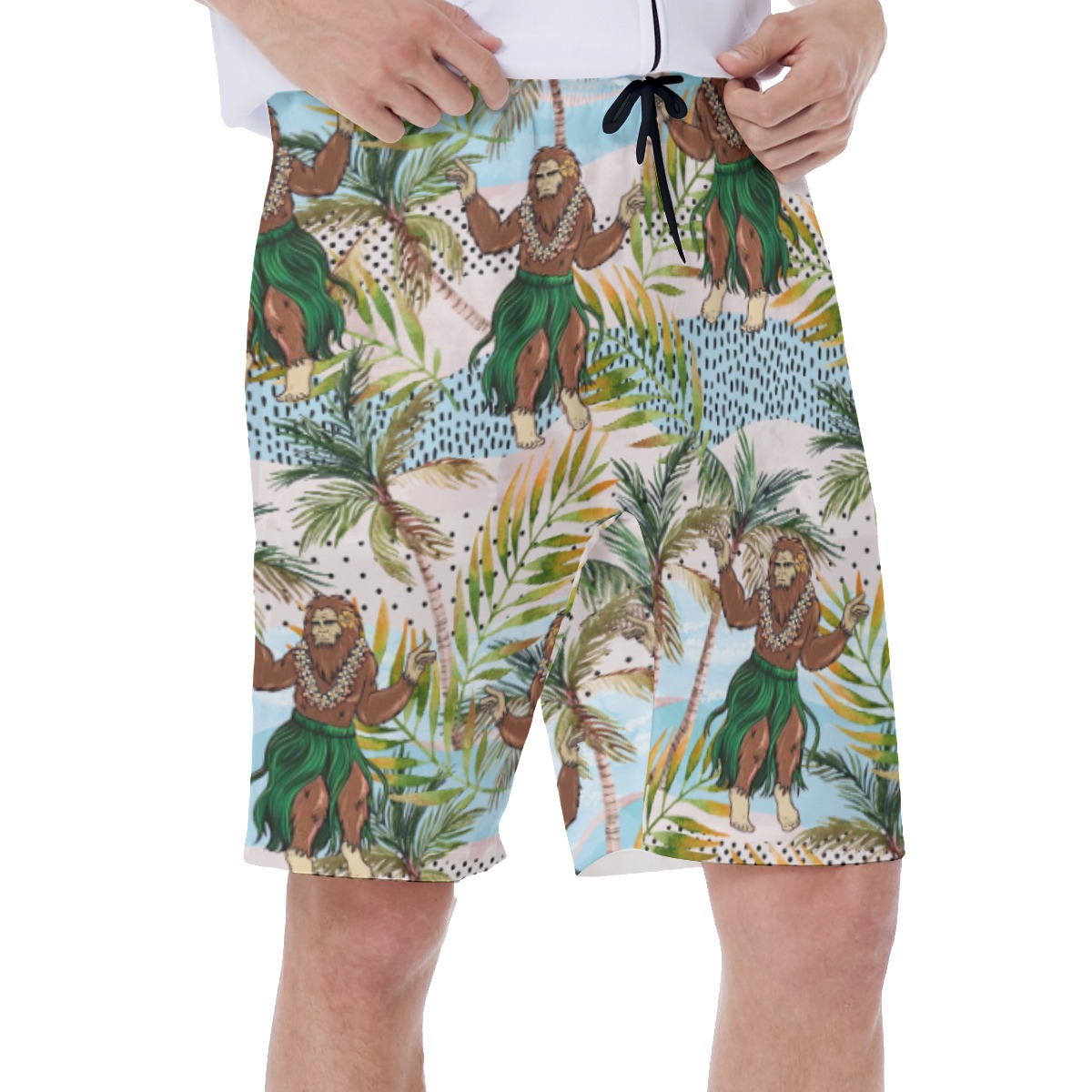 Cool Hula Bigfoot Hawaiian Swim Trunks For Men