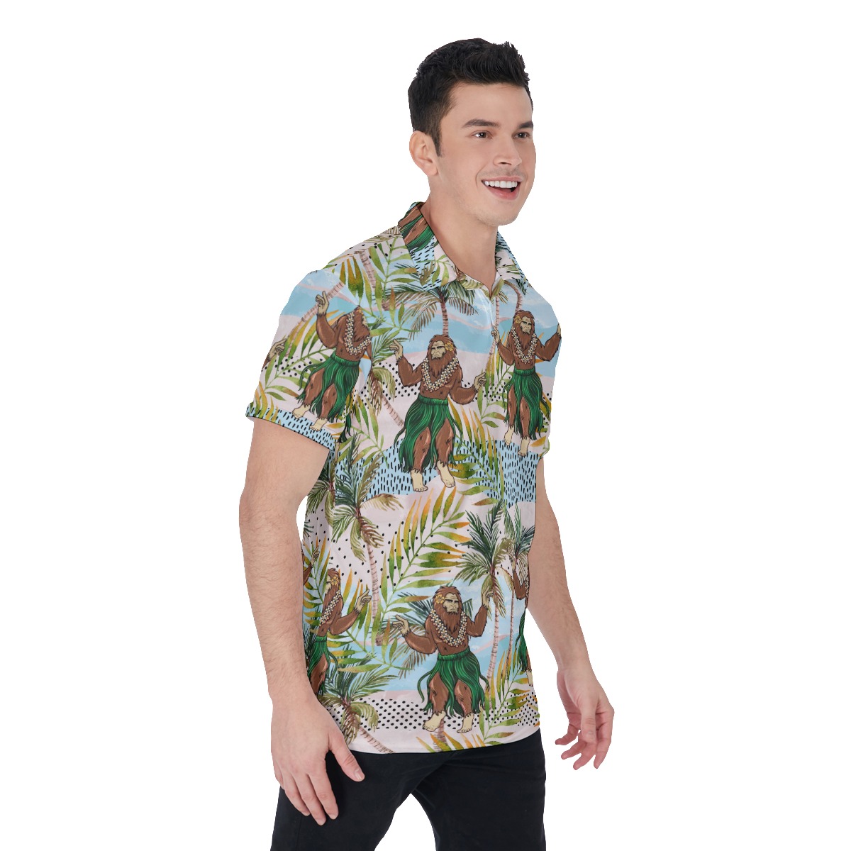 Tropical Hawaiian Bigfoot Golf Shirt For Men