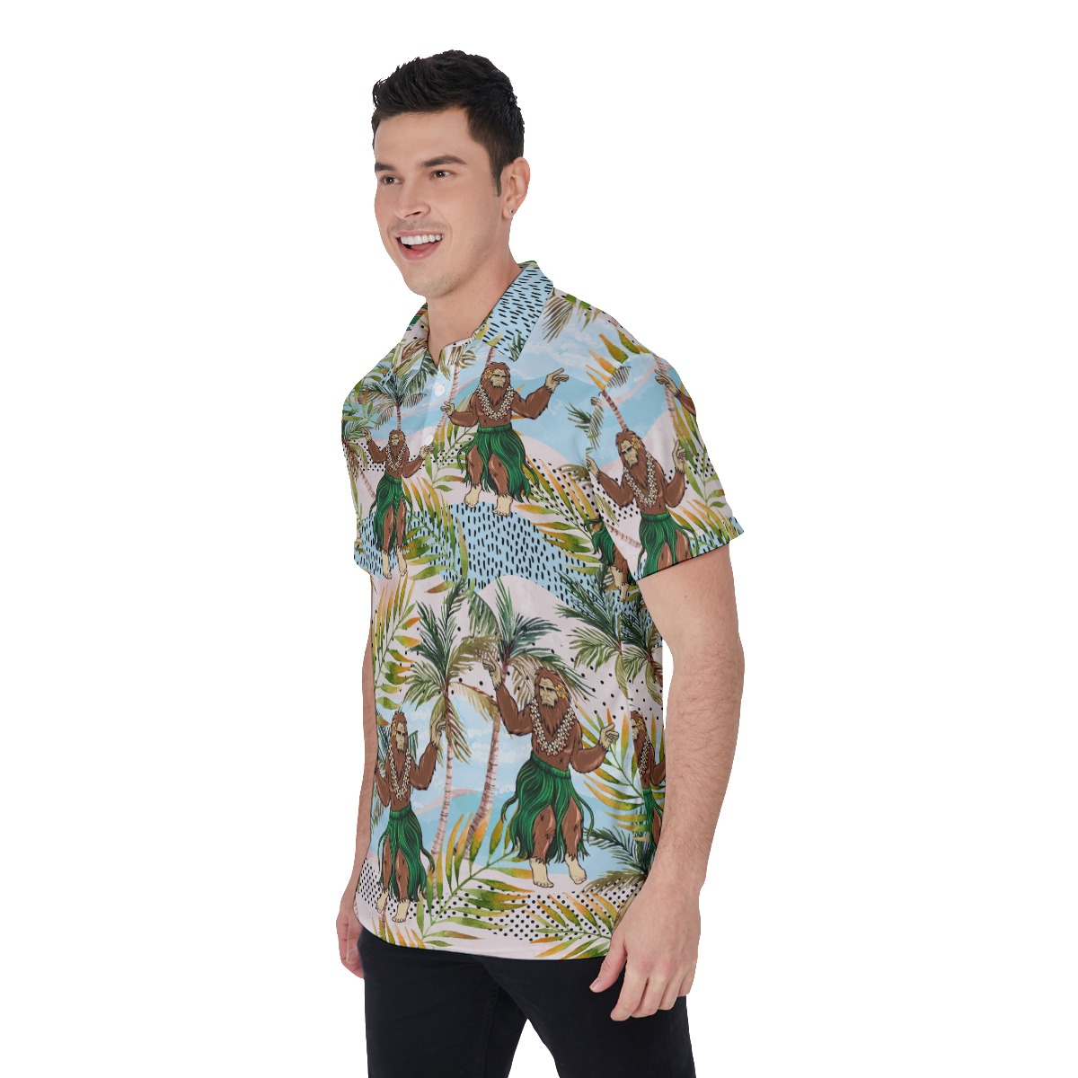 Tropical Hawaiian Bigfoot Golf Shirt For Men
