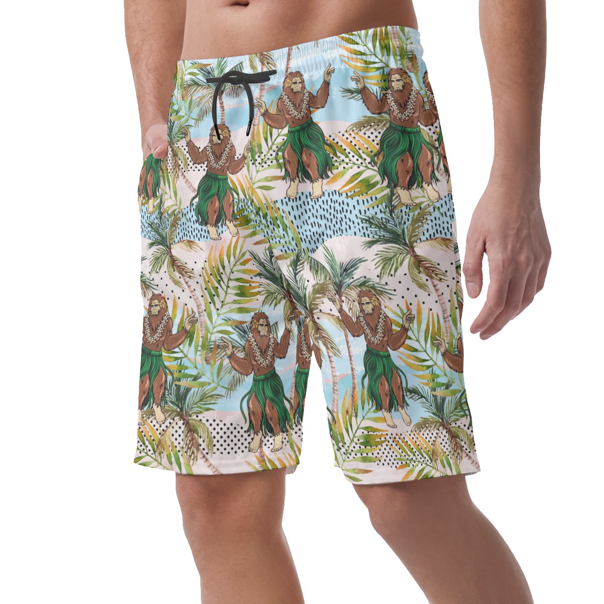 Tropical Hula Bigfoot Summer Beach Shorts For Men