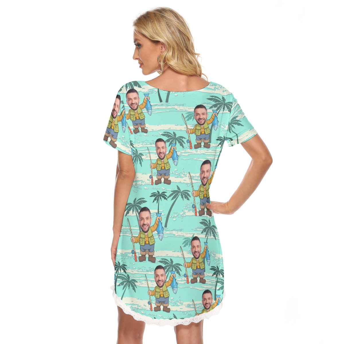 Custom Face Funny Hawaiian Lace Dress For Women
