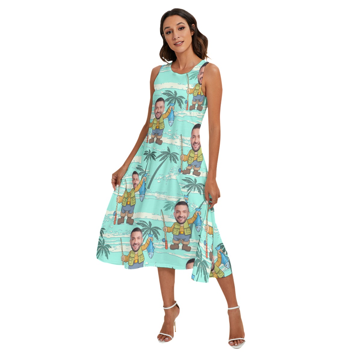 Custom Face Fishing Hawaiian Dress With Pockets