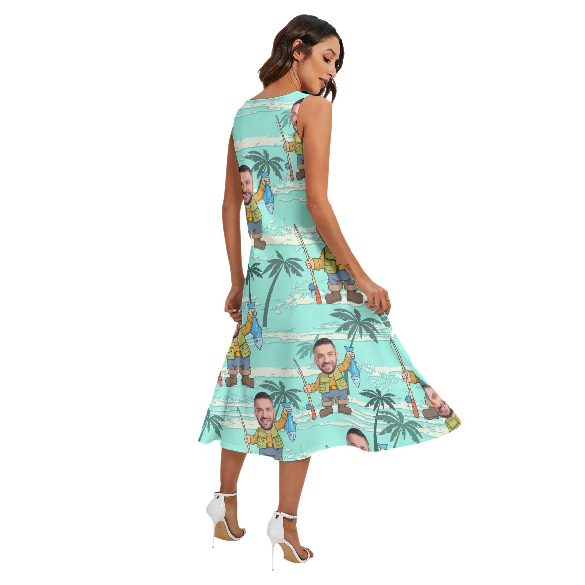 Custom Face Fishing Hawaiian Dress With Pockets