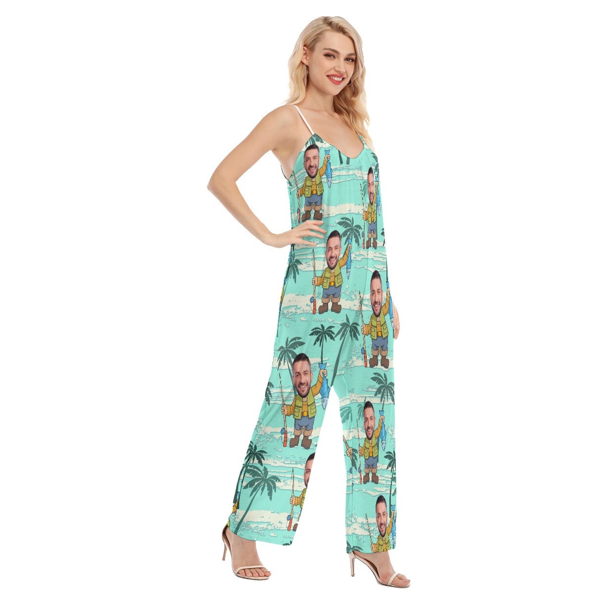 Custom Face Funny Women's Hawaiian Jumpsuit For Vacation