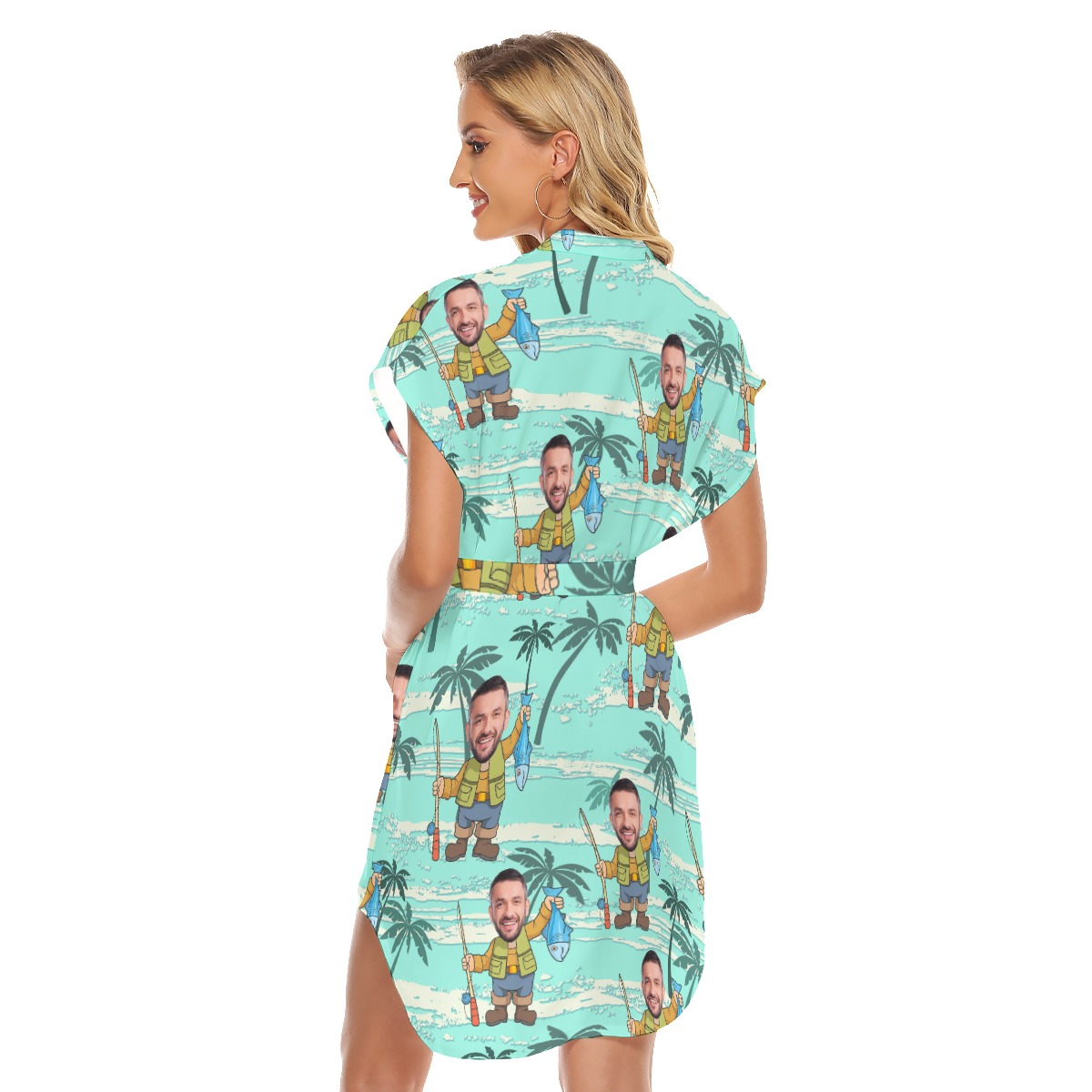 Funny Blue Custom Face Women's Dress For Summer