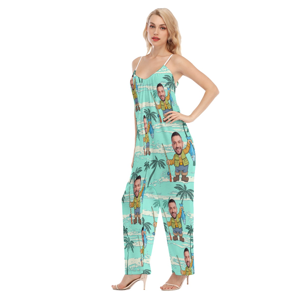 Custom Face Funny Women's Hawaiian Jumpsuit For Vacation