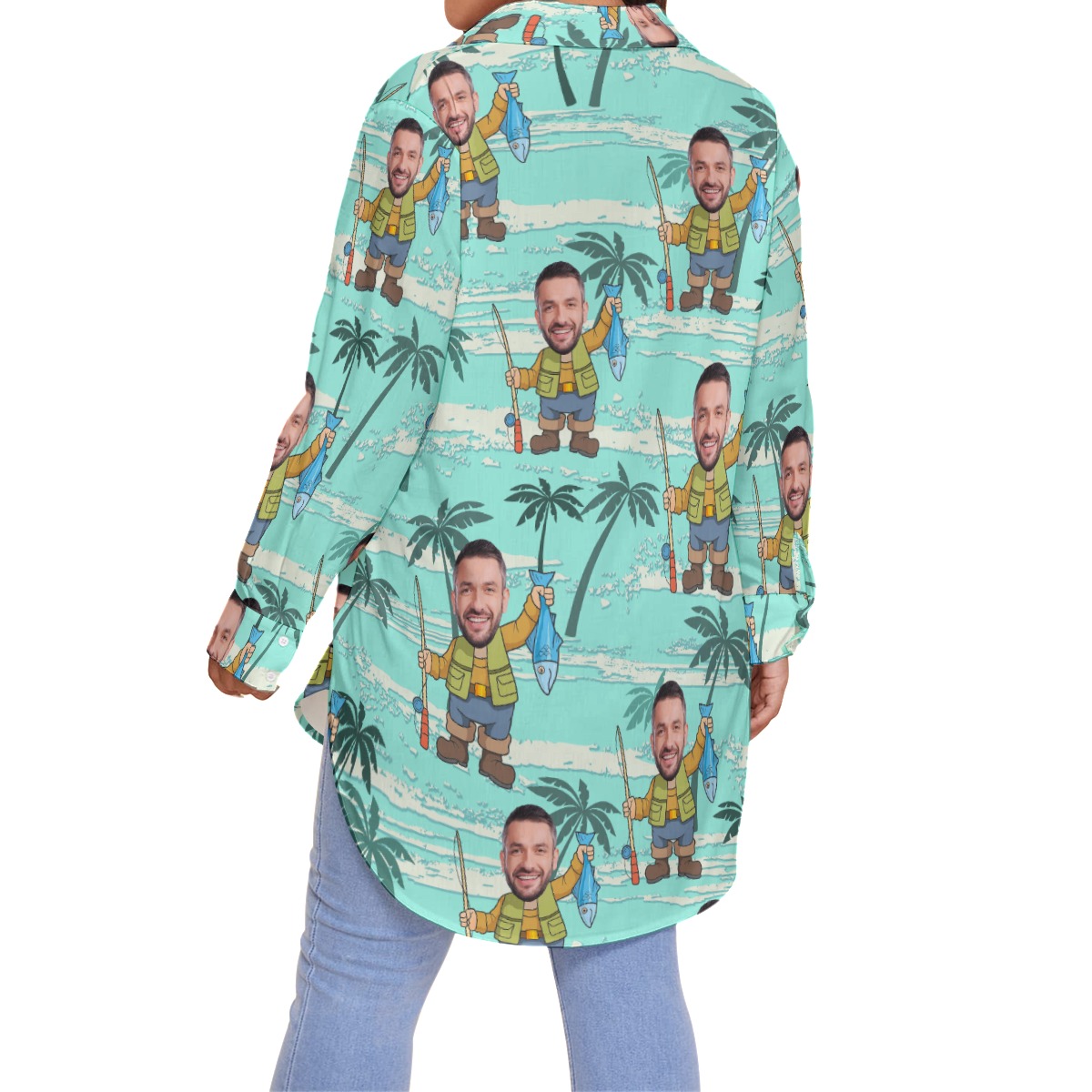 Funny Custom Face Plus Size Women's Hawaiian Shirt