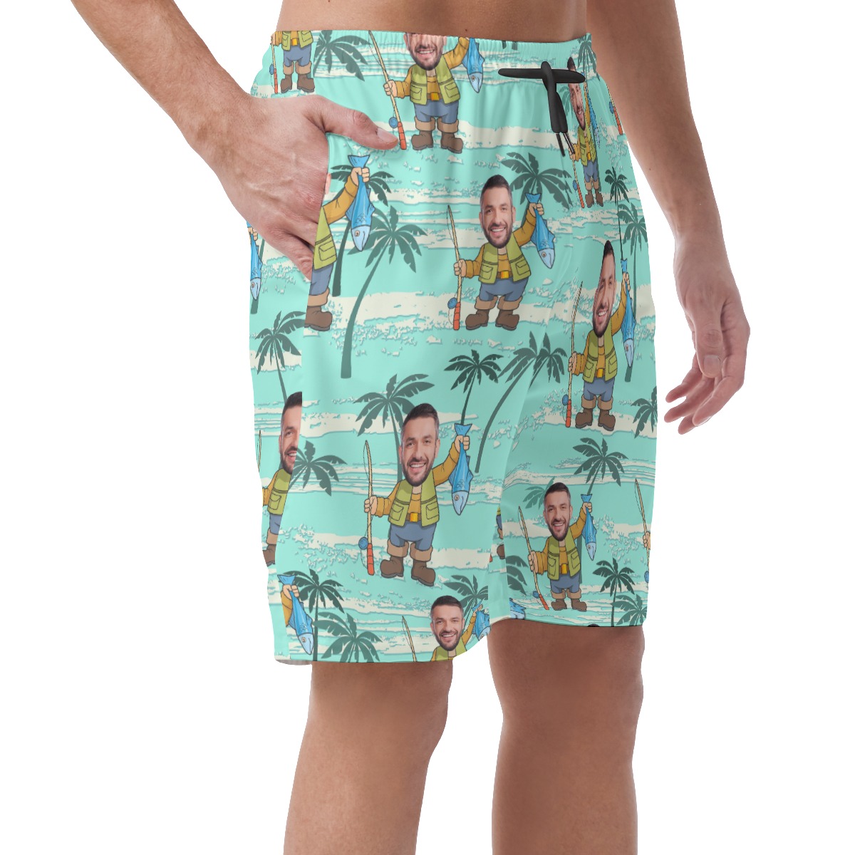 Funny Custom Face Fishing Summer Shorts For Men