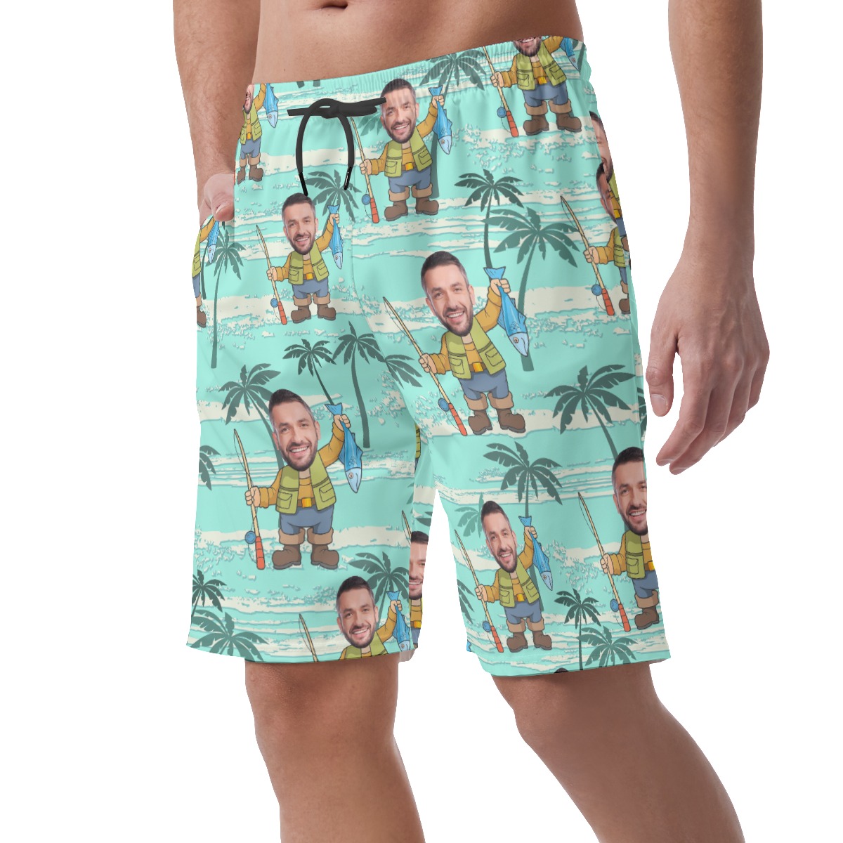 Funny Custom Face Fishing Summer Shorts For Men