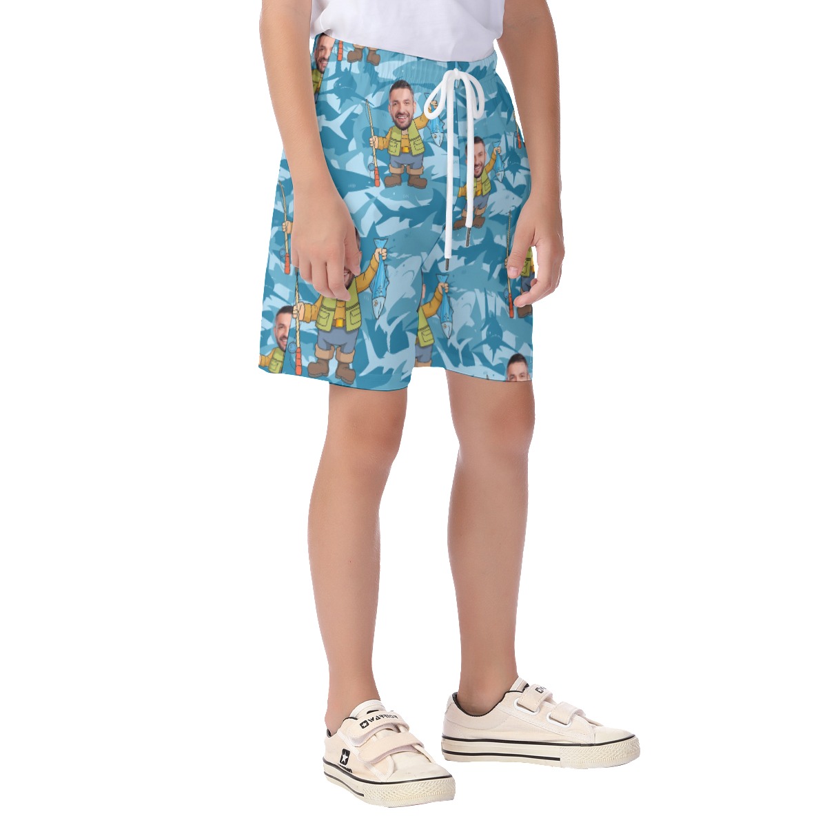 Funny Fishing Custom Face Beach Shorts For Kids